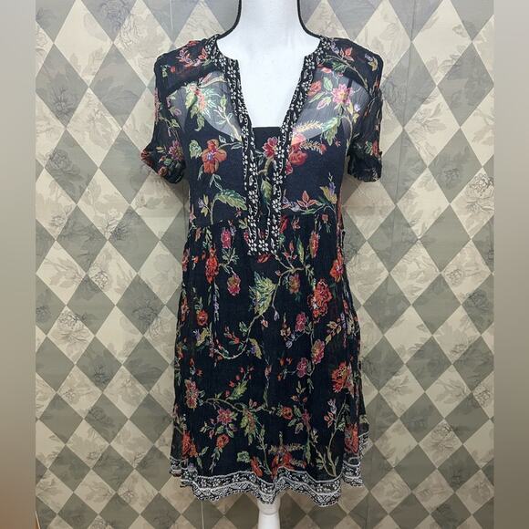 Anthropologie | Maeve Floral Sheer Shift Dress with Slip Dress Attached - Picture 2 of 7
